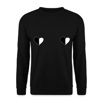 Heart Two Hearts Symbol Two Parts Love Pattern - Unisex Sweatshirt - black - Front - Alina (178cm) & Michal (187cm)