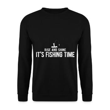 Angler Spruch zum Angeln Angel - Unisex Pullover - Schwarz - Vorne - Alina (178cm) & Michal (187cm)