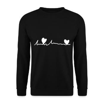 coeur de texte de police de ligne - Sweat-shirt Unisexe - noir - Devant - Alina (178cm) & Michal (187cm)