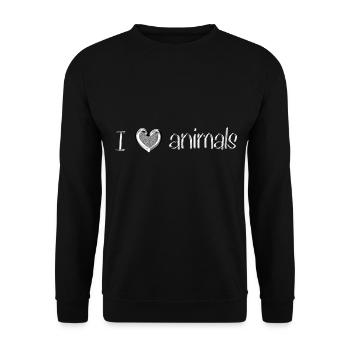 ich liebe tiere schrift - Unisex Pullover - Schwarz - Vorne - Alina (178cm) & Michal (187cm)