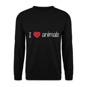 ich liebe tiere text - Unisex Pullover - Schwarz - Vorne - Alina (178cm) & Michal (187cm)