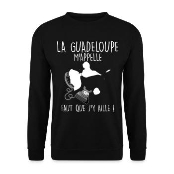 La Guadeloupe M'Appelle Cadeau Vacances Nostalgie - Sweat-shirt Unisexe - noir - Devant - Alina (178cm) & Michal (187cm)