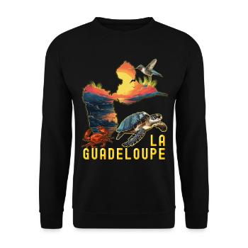 La Guadeloupe Colibri Tortue Coucher De Soleil - Sweat-shirt Unisexe - noir - Devant - Alina (178cm) & Michal (187cm)