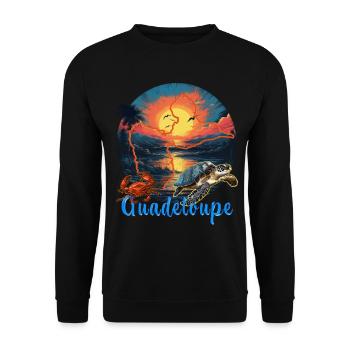 Guadeloupe 971 Tropisches Paradies - Unisex Pullover - Schwarz - Vorne - Alina (178cm) & Michal (187cm)