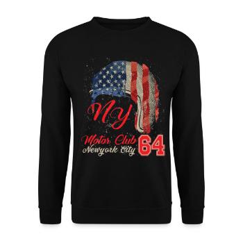 Motor club 64 Anniversaire 1964 casque motard - Sweat-shirt Unisexe - noir - Devant - Alina (178cm) & Michal (187cm)