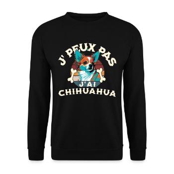 J peux pas j ai chihuahua - Sweat-shirt Unisexe - noir - Devant - Alina (178cm) & Michal (187cm)