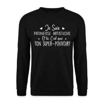 Figure skater. What's your superpower? - Unisex Sweatshirt - black - Front - Alina (178cm) & Michal (187cm)