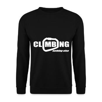 Klettern Boulder Motiv Karabiner Shirt trend - Unisex Pullover - Schwarz - Vorne - Alina (178cm) & Michal (187cm)