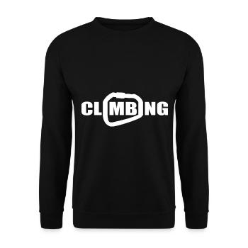 Karabiner Motiv für Kletterer und Bergsteiger - Unisex Pullover - Schwarz - Vorne - Alina (178cm) & Michal (187cm)