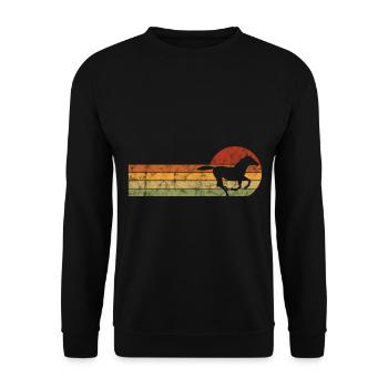 Reiten Pferd Pferde Retro Reiter Pony Reitsport - Unisex Pullover - Schwarz - Vorne - Alina (178cm) & Michal (187cm)