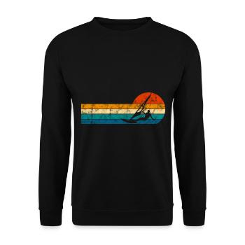 Windsurfing Windsurfer Surfen Windsurfen Retro - Unisex Pullover - Schwarz - Vorne - Alina (178cm) & Michal (187cm)