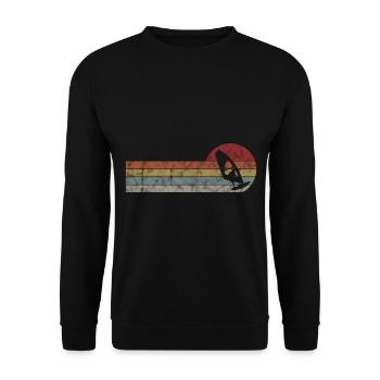 Windsurfen Windsurfing Windsurfer Surfen Retro - Unisex Pullover - Schwarz - Vorne - Alina (178cm) & Michal (187cm)