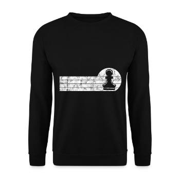 Schachmatt Retro Schachspieler Schachfigur Schach - Unisex Pullover - Schwarz - Vorne - Alina (178cm) & Michal (187cm)
