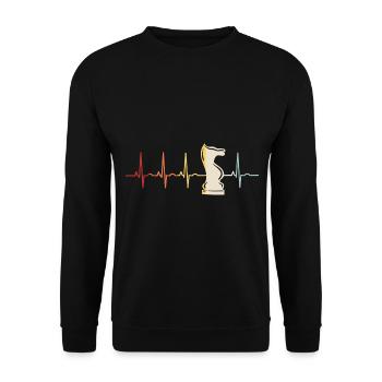 Schachspieler Schachfigur Schachmatt EKG Schach - Unisex Pullover - Schwarz - Vorne - Alina (178cm) & Michal (187cm)