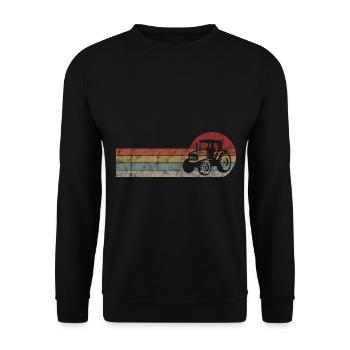 Traktoren Trecker Bauer Retro Traktor Bauernhof - Unisex Pullover - Schwarz - Vorne - Alina (178cm) & Michal (187cm)