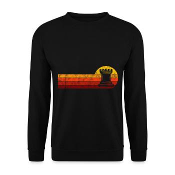 Retro Schach Schachspieler Schachmatt Schachfigur - Unisex Pullover - Schwarz - Vorne - Alina (178cm) & Michal (187cm)