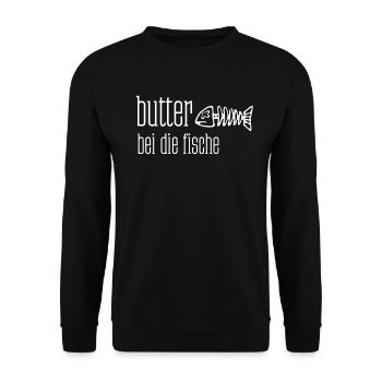 Beurre avec le poisson arête de poisson - Sweat-shirt Unisexe - noir - Devant - Alina (178cm) & Michal (187cm)