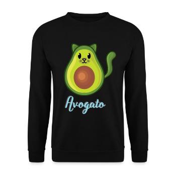 Avogato-Avocado-Katze Lustiger Avocato - Unisex Pullover - Schwarz - Vorne - Alina (178cm) & Michal (187cm)
