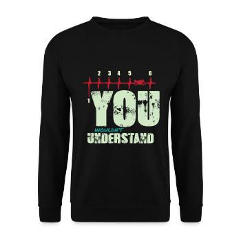 Motorrad Herzschlag - Unisex Pullover - Schwarz - Vorne - Alina (178cm) & Michal (187cm)