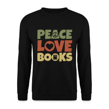 Friedensliebe Bücher - Unisex Pullover - Schwarz - Vorne - Alina (178cm) & Michal (187cm)