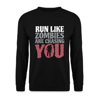 Run Like Zombies Are Chasing You - Unisex Sweatshirt - black - Front - Alina (178cm) & Michal (187cm)
