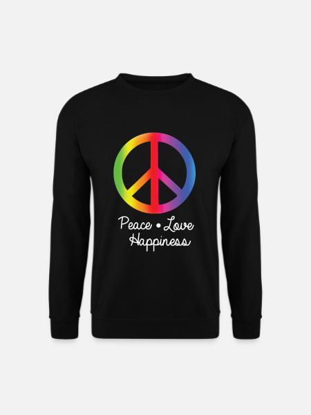 Peace Love Happiness - Unisex Pullover - Schwarz