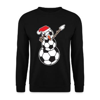 Schneemann-Fußball tupfend - Unisex Pullover - Schwarz - Vorne - Alina (178cm) & Michal (187cm)