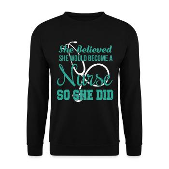 Elle croyait qu'elle deviendrait une infirmière étudiante - Sweat-shirt Unisexe - noir - Devant - Alina (178cm) & Michal (187cm)