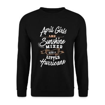 April Mädchen sind Sonnenschein - Unisex Pullover - Schwarz - Vorne - Alina (178cm) & Michal (187cm)