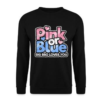 Rosa oder blaues großes Bro liebt Sie - Unisex Pullover - Schwarz - Vorne - Alina (178cm) & Michal (187cm)