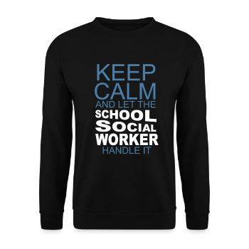 Lassen Sie den Schulsozialarbeiter - Unisex Pullover - Schwarz - Vorne - Alina (178cm) & Michal (187cm)