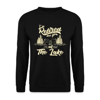 Im Ruhestand sehen wir Sie am See - Unisex Pullover - Schwarz - Vorne - Alina (178cm) & Michal (187cm)