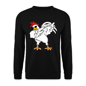 Huhn tupfen - Unisex Pullover - Schwarz - Vorne - Alina (178cm) & Michal (187cm)