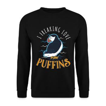I Freaking Love Puffins - Sweat-shirt Unisexe - noir - Devant - Alina (178cm) & Michal (187cm)