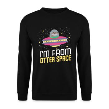 Ich komme aus dem Otter Space - Unisex Pullover - Schwarz - Vorne - Alina (178cm) & Michal (187cm)