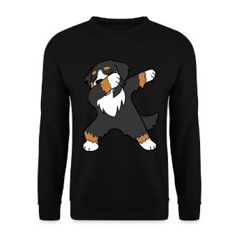 Bernstein Sennenhund tupfen - Unisex Pullover - Schwarz - Vorne - Alina (178cm) & Michal (187cm)