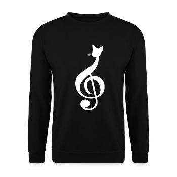 Katzen-Notenblatt - Unisex Pullover - Schwarz - Vorne - Alina (178cm) & Michal (187cm)