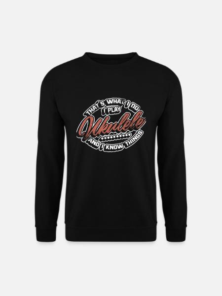 Ich spiele Ukulele, die ich kenne - Unisex Pullover - Schwarz