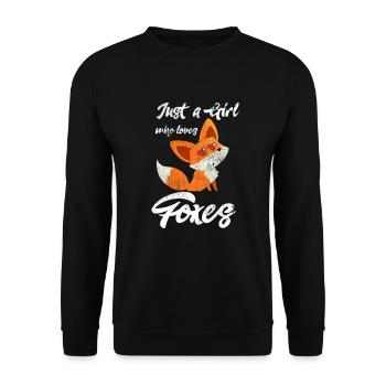 Nur ein Mädchen, das Füchse liebt - Unisex Pullover - Schwarz - Vorne - Alina (178cm) & Michal (187cm)