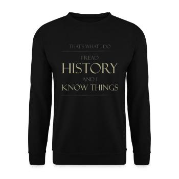 C'est ce que je fais Je lis l'histoire - Sweat-shirt Unisexe - noir - Devant - Alina (178cm) & Michal (187cm)