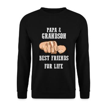 Papa und Enkel Best Friends Opa Großvater - Unisex Pullover - Schwarz - Vorne - Alina (178cm) & Michal (187cm)