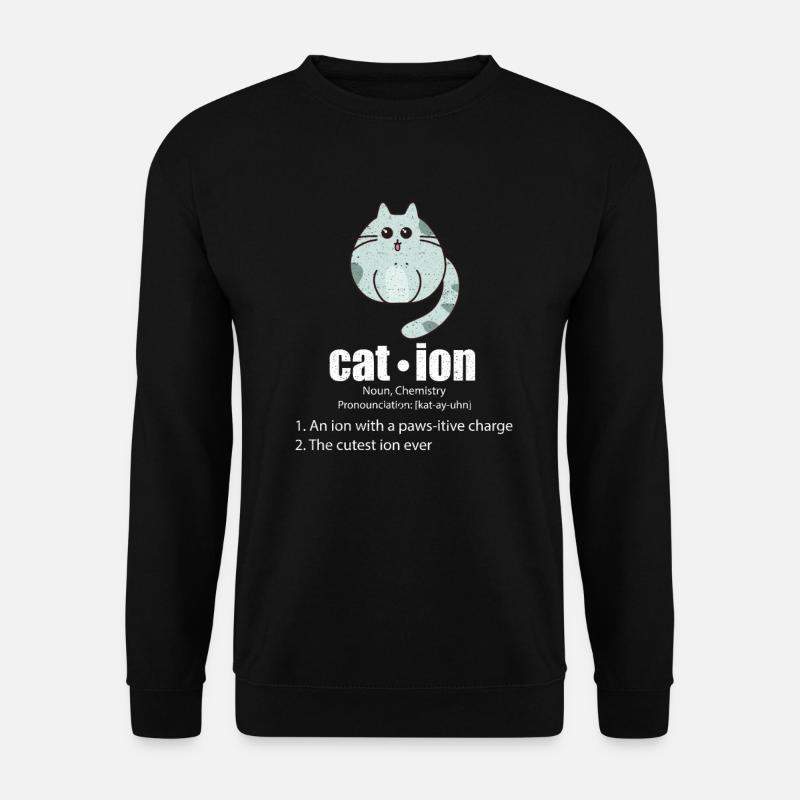 Kation Cat Science Wortspiel Chemie Nerd Geek - Unisex Pullover - Schwarz