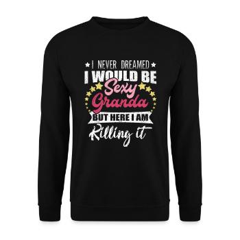 Je n'ai jamais rêvé de grand-mère sexy grand-mère grand-mère - Sweat-shirt Unisexe - noir - Devant - Alina (178cm) & Michal (187cm)