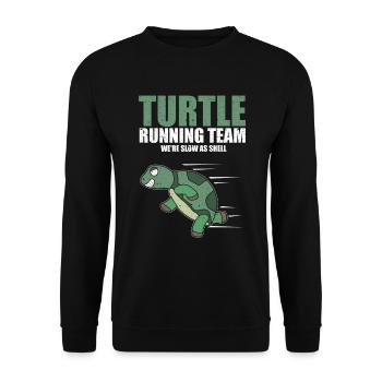 Tortue Running Team Slow Marathon Course Humour Blague - Sweat-shirt Unisexe - noir - Devant - Alina (178cm) & Michal (187cm)