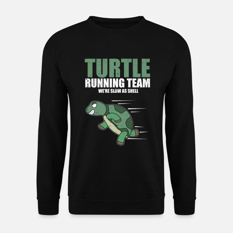 Schildkröte, die Team-langsamen Marathon-Rennen-Spaß-Witz läuft - Unisex Pullover - Schwarz