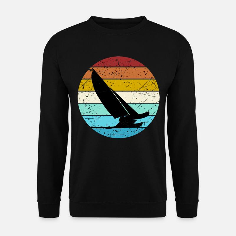 Retro Color Cat Sailing Katamaran Segler - Unisex Pullover - Schwarz