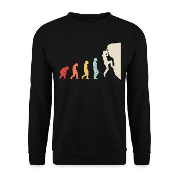 Bouldern Klettern Evolution Bergsteiger Vintage - Unisex Pullover - Schwarz - Vorne - Alina (178cm) & Michal (187cm)