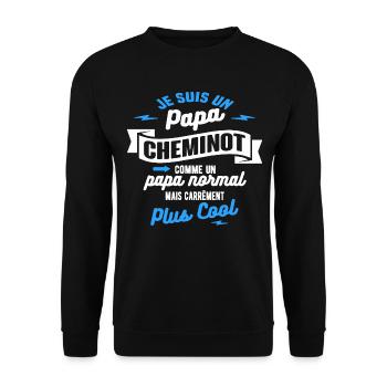 papa cheminot mais plus cool - Sweat-shirt Unisexe - noir - Devant - Alina (178cm) & Michal (187cm)