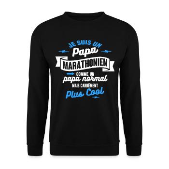 papa marathonien mais plus cool - Sweat-shirt Unisexe - noir - Devant - Alina (178cm) & Michal (187cm)