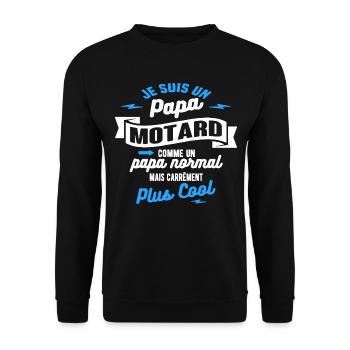 papa motard mais plus cool - Sweat-shirt Unisexe - noir - Devant - Alina (178cm) & Michal (187cm)